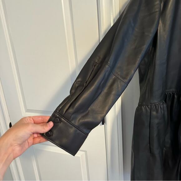 NWT Rebecca Taylor Black Faux Leather Long Sleeve Romper 6 - Picture 11 of 13